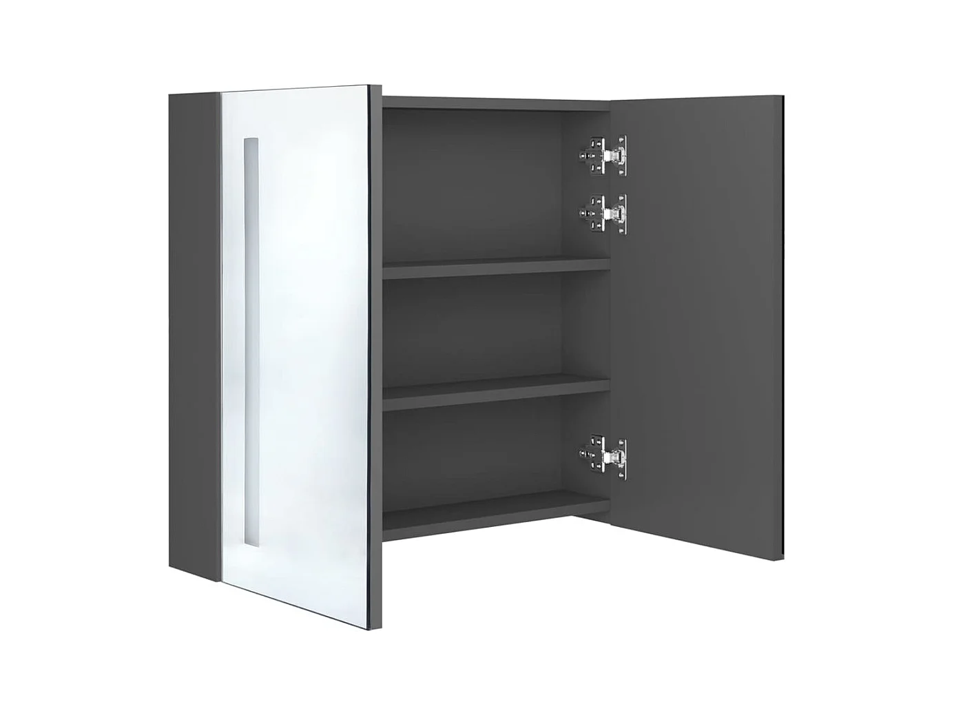 Armoire de salle de bain à miroir LED Gris 62x14x60