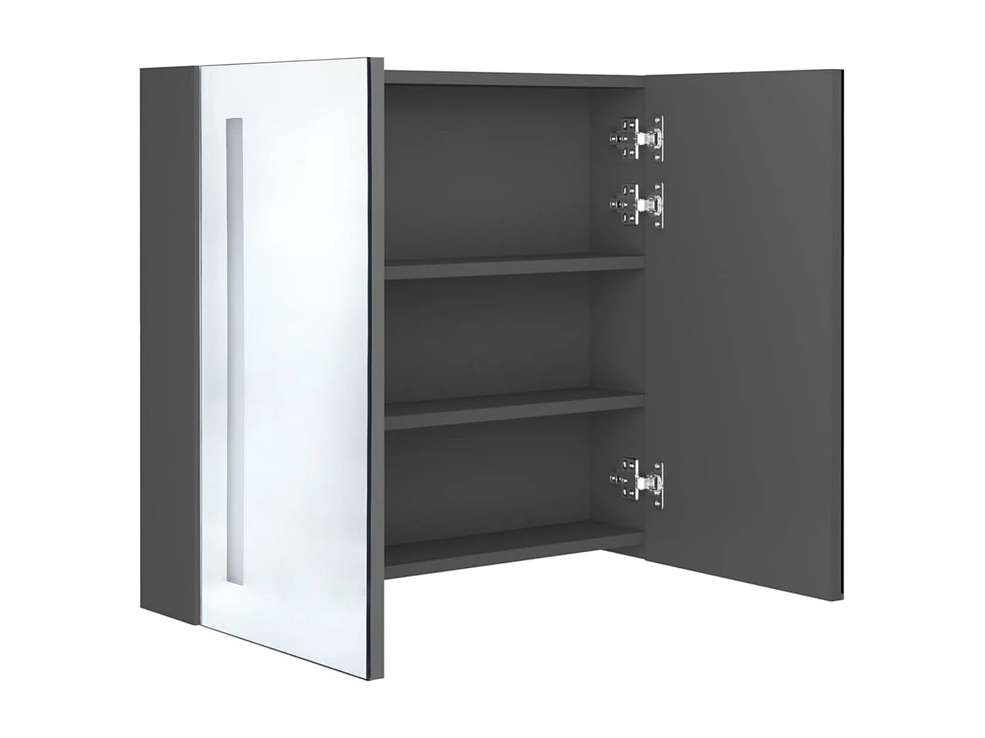 Armoire de salle de bain à miroir LED Gris 62x14x60