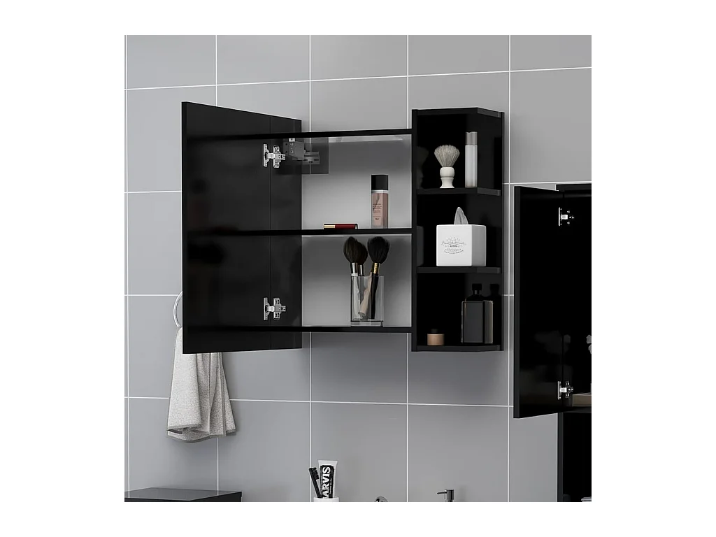 Armoire à miroir de salle de bain Noir 62,5x20,5x64