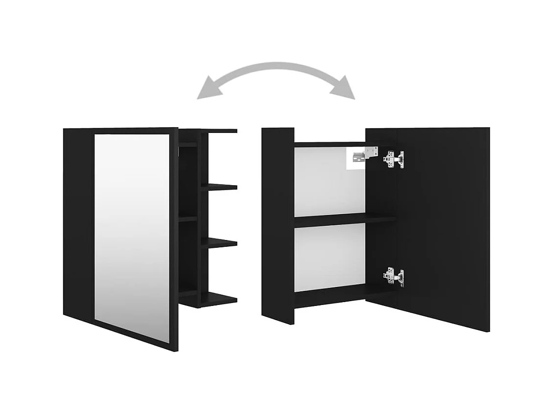 Armoire à miroir de salle de bain Noir 62,5x20,5x64