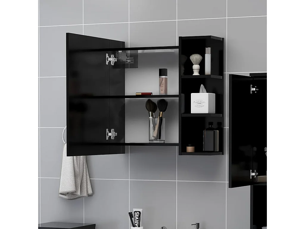 Armoire à miroir de salle de bain Noir 62,5x20,5x64