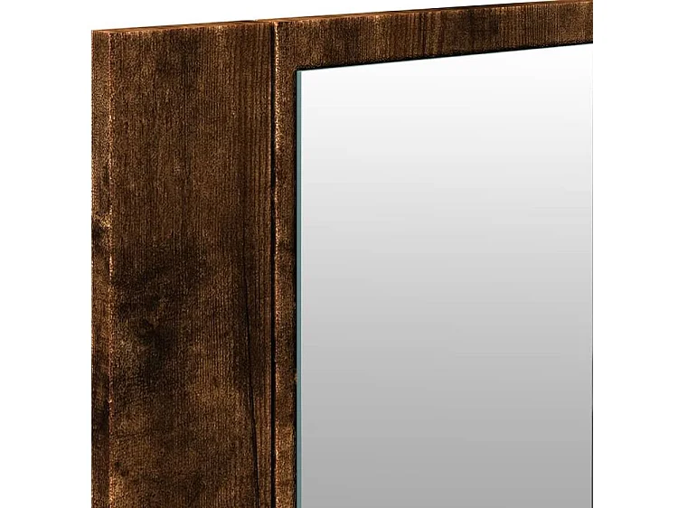Armoire à miroir à LED de bain chêne fumé 100x12x45