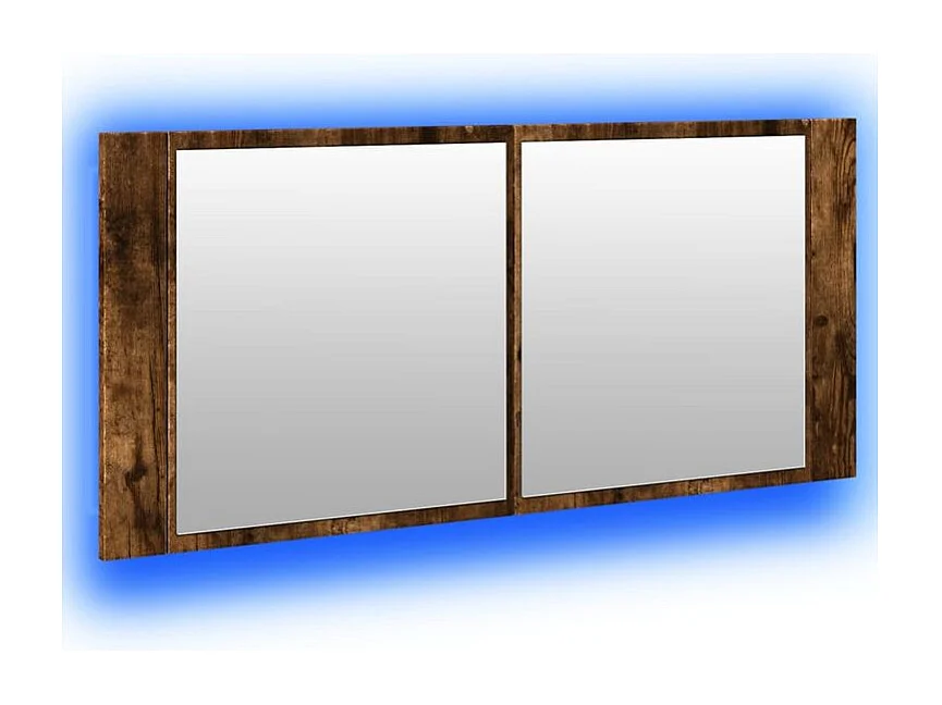 Armoire à miroir à LED de bain chêne fumé 100x12x45