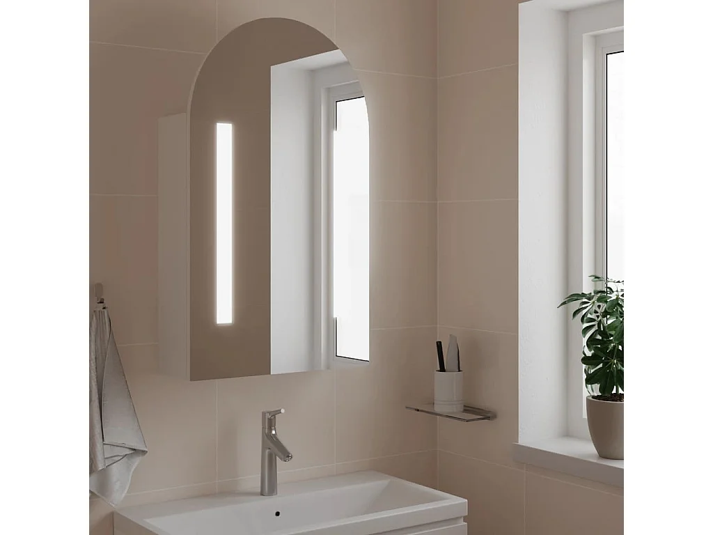 Armoire de bain à miroir avec LED arquée blanc 42x13x70