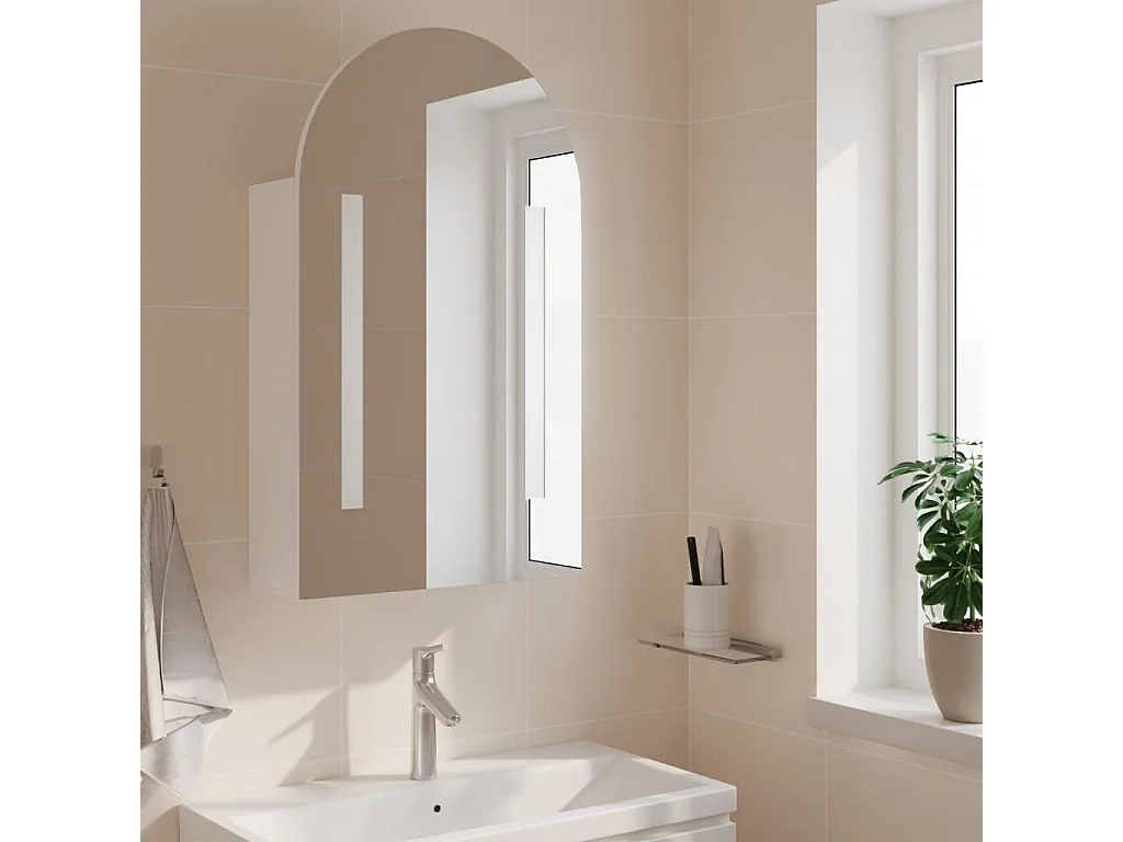 Armoire de bain à miroir avec LED arquée blanc 42x13x70