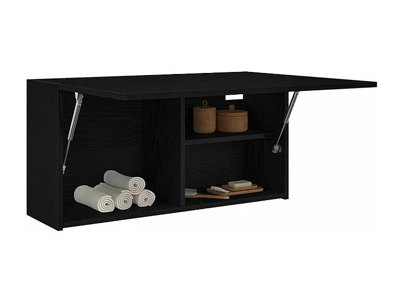 Armoire murale de bain noir 80x25x40 bois d'ingénierie