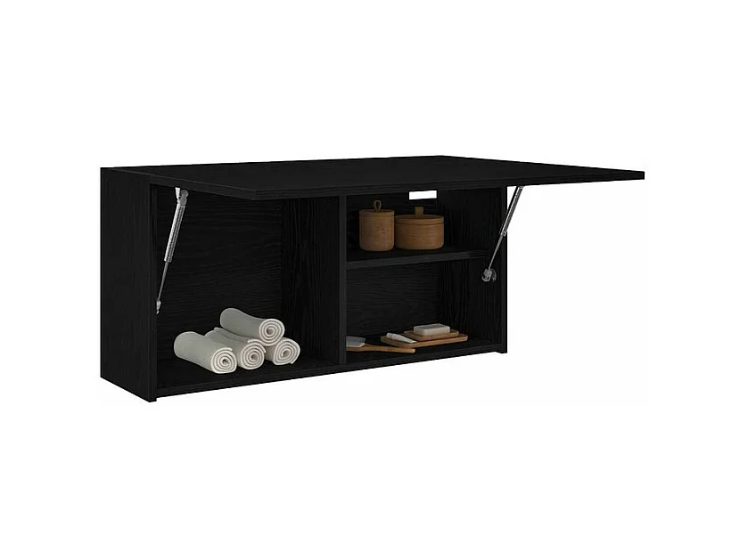Armoire murale de bain noir 80x25x40 bois d'ingénierie