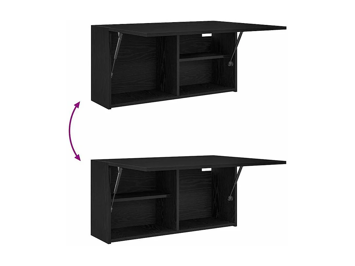 Armoire murale de bain noir 80x25x40 bois d'ingénierie