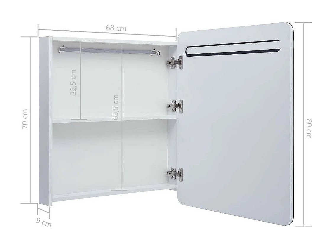 Armoire de salle de bain à miroir LED 68x9x80