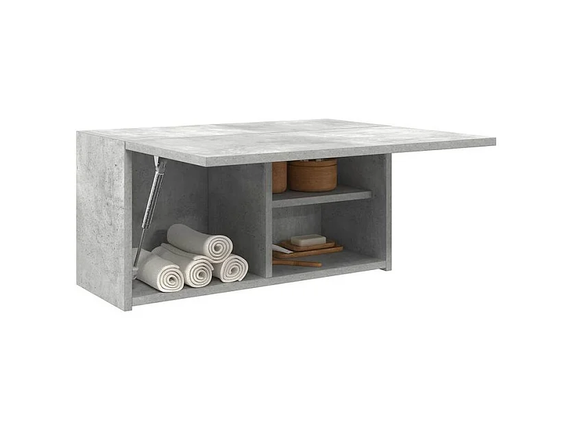 Armoire murale de bain gris béton 60x25x30 bois d'ingénierie