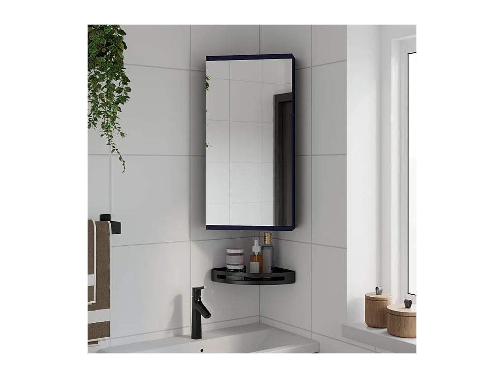 Armoire de bain à miroir d'angle gris 30x24x60