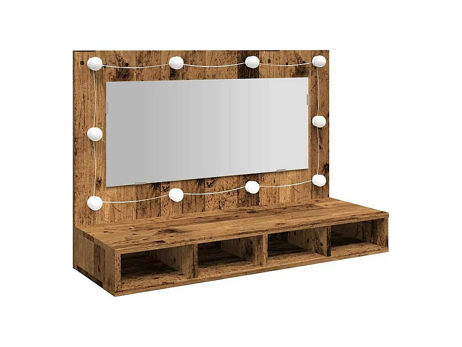 Armoire à miroir avec LED vieux bois 90x31,5x62