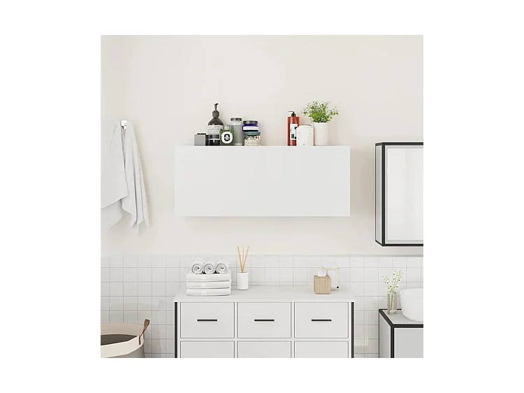 Armoire murale de bain blanc 100x25x40 bois d'ingénierie