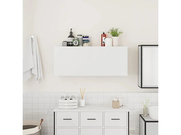 Armoire murale de bain blanc 100x25x40 bois d'ingénierie