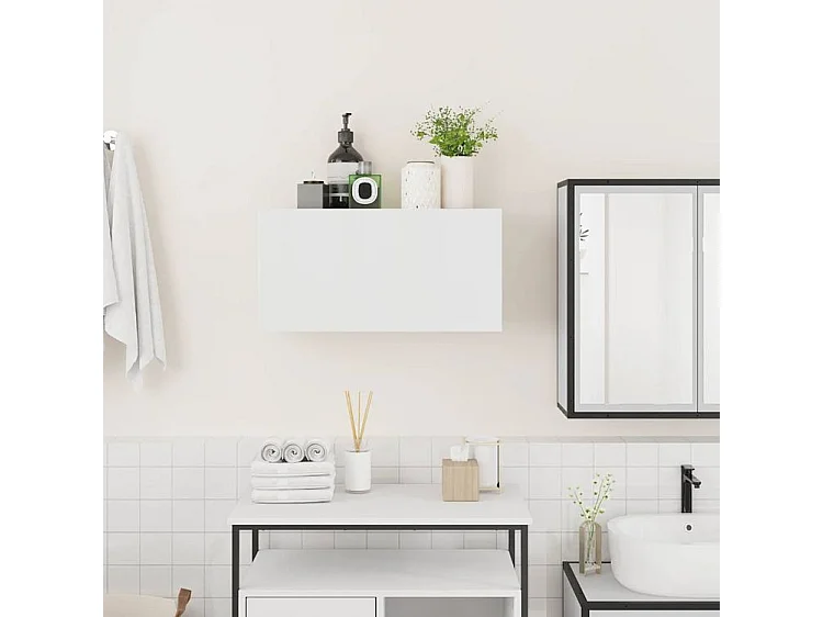 Armoire murale de bain blanc 60x25x30 bois d'ingénierie