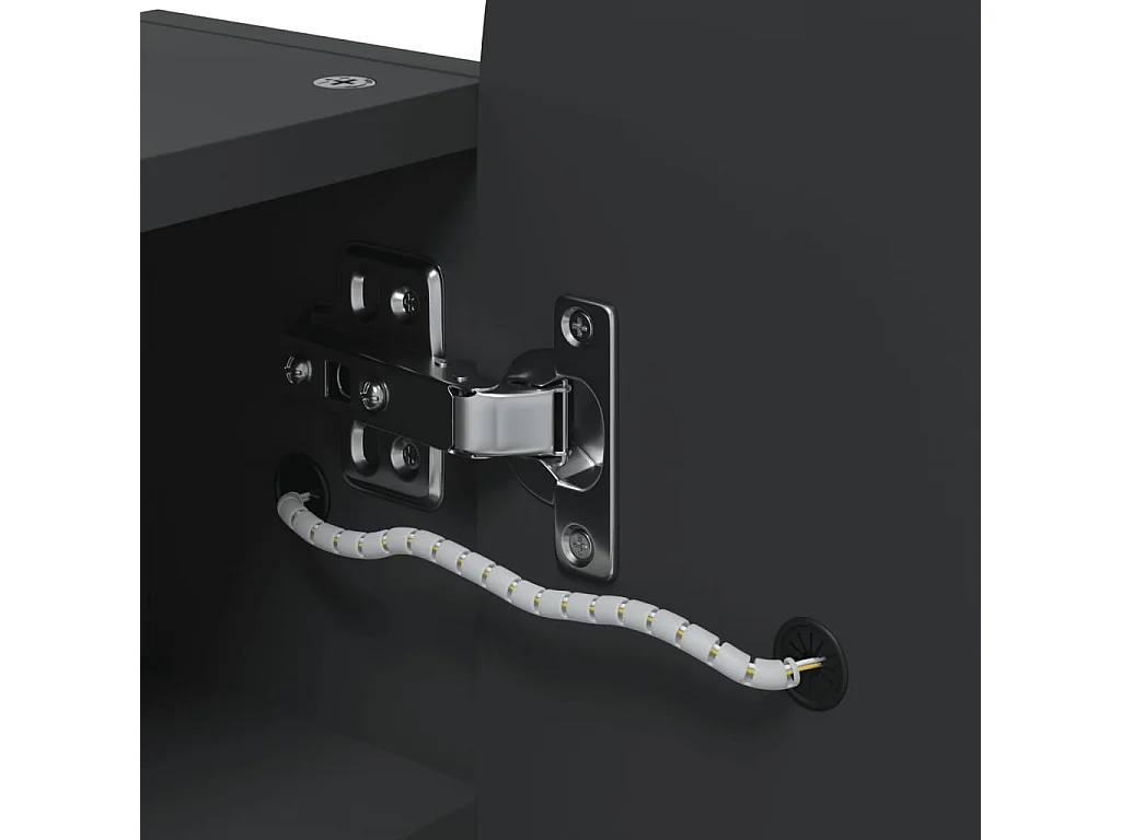 Armoire de bain à miroir avec LED arquée noir 42x13x70