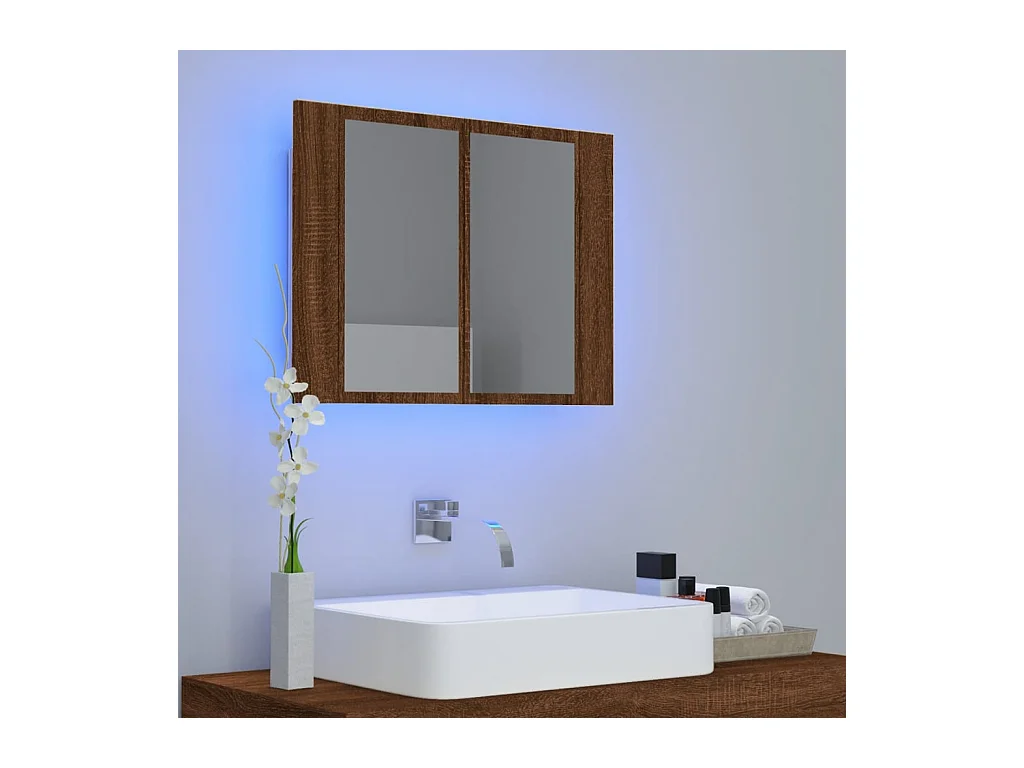 Armoire à miroir LED Chêne marron 60x12x45 Bois d'ingénierie