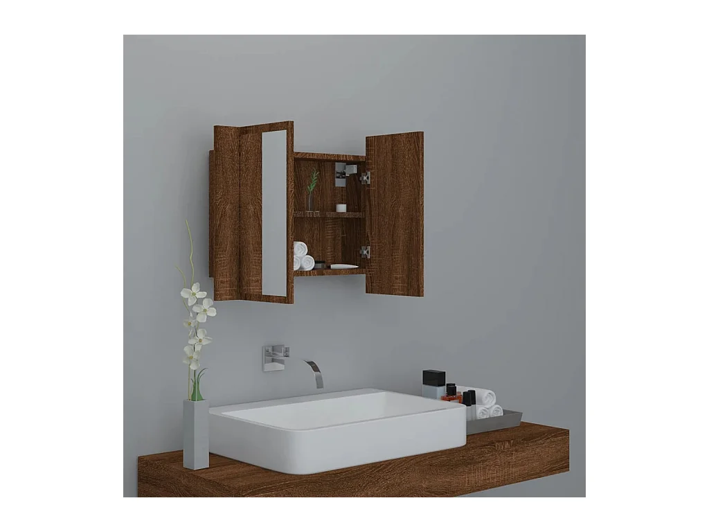 Armoire à miroir LED Chêne marron 60x12x45 Bois d'ingénierie