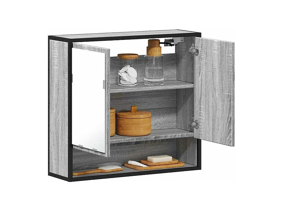 Armoire à miroir de salle de bain sonoma gris bois d’ingénierie
