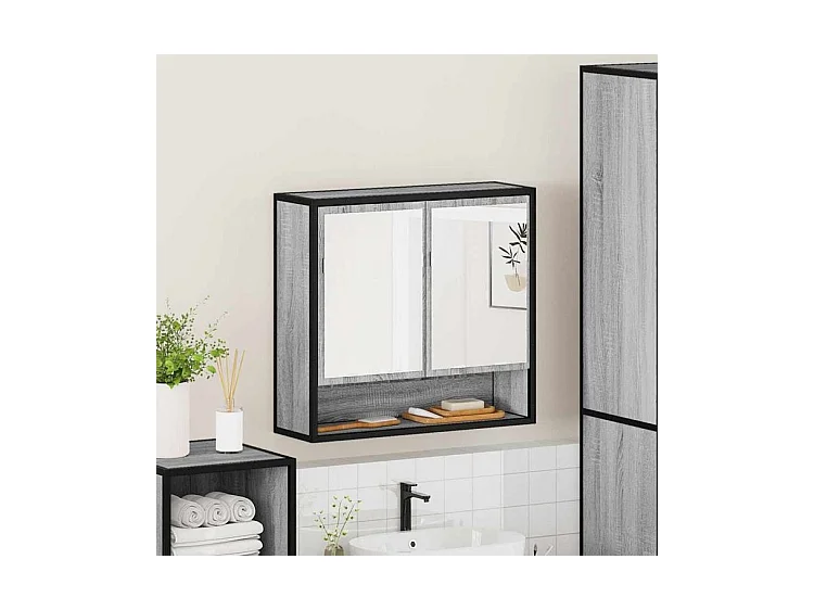 Armoire à miroir de salle de bain sonoma gris bois d’ingénierie