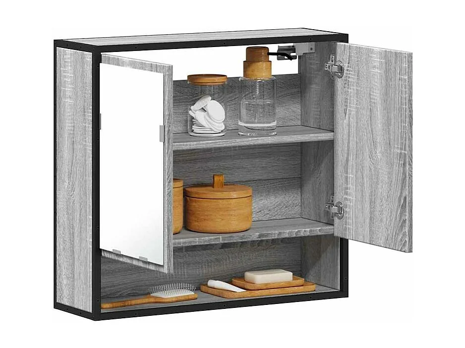Armoire à miroir de salle de bain sonoma gris bois d’ingénierie