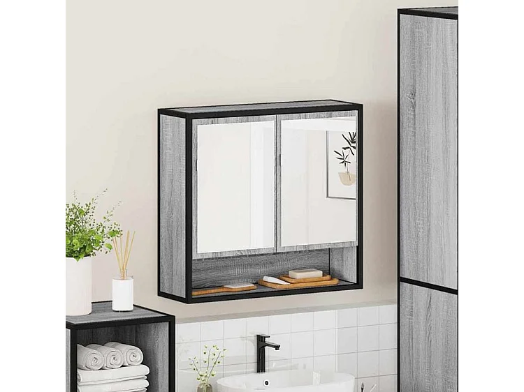 Armoire à miroir de salle de bain sonoma gris bois d’ingénierie