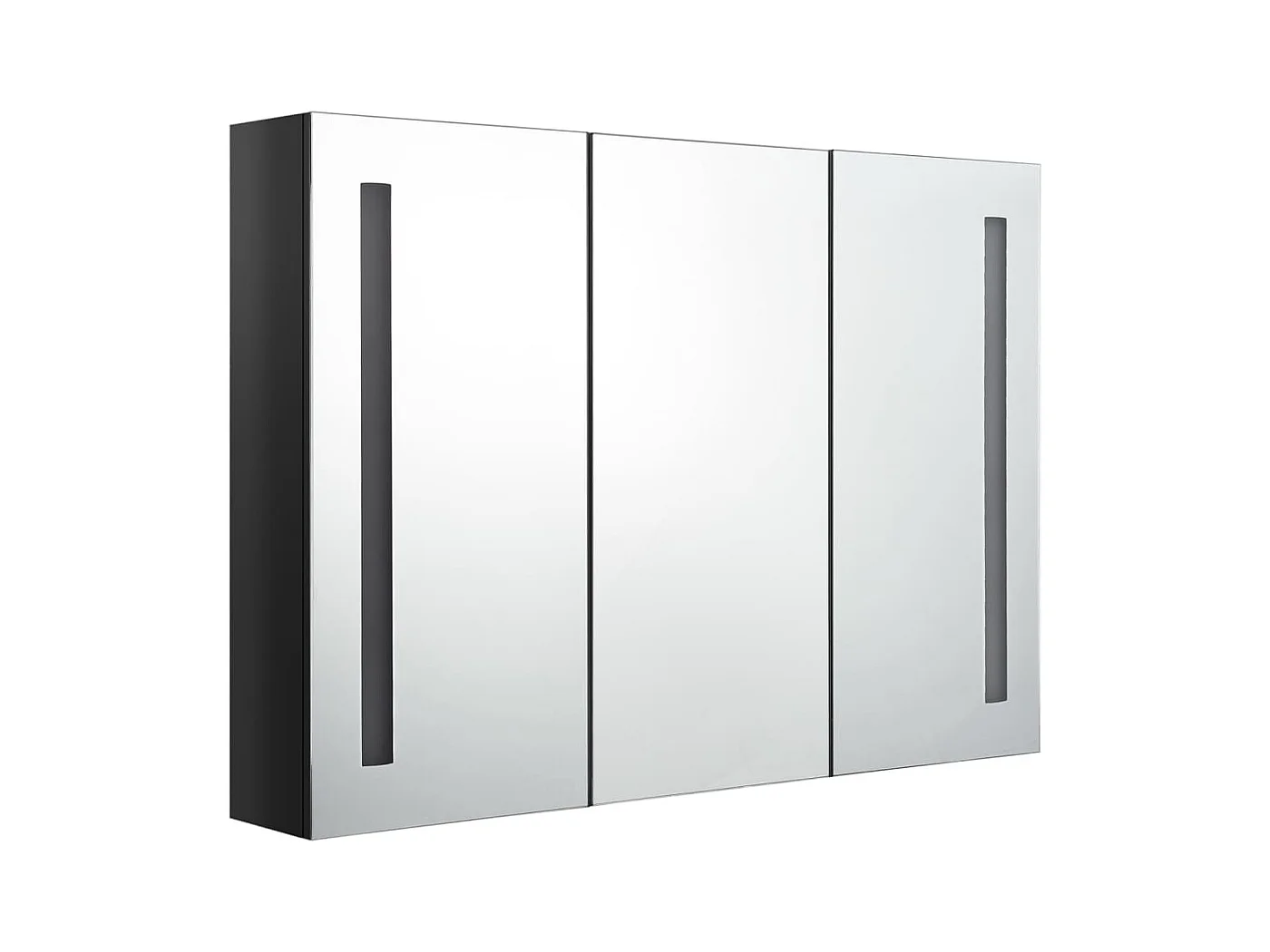 Armoire de salle de bain à miroir LED 89x14x62 Noir brillant