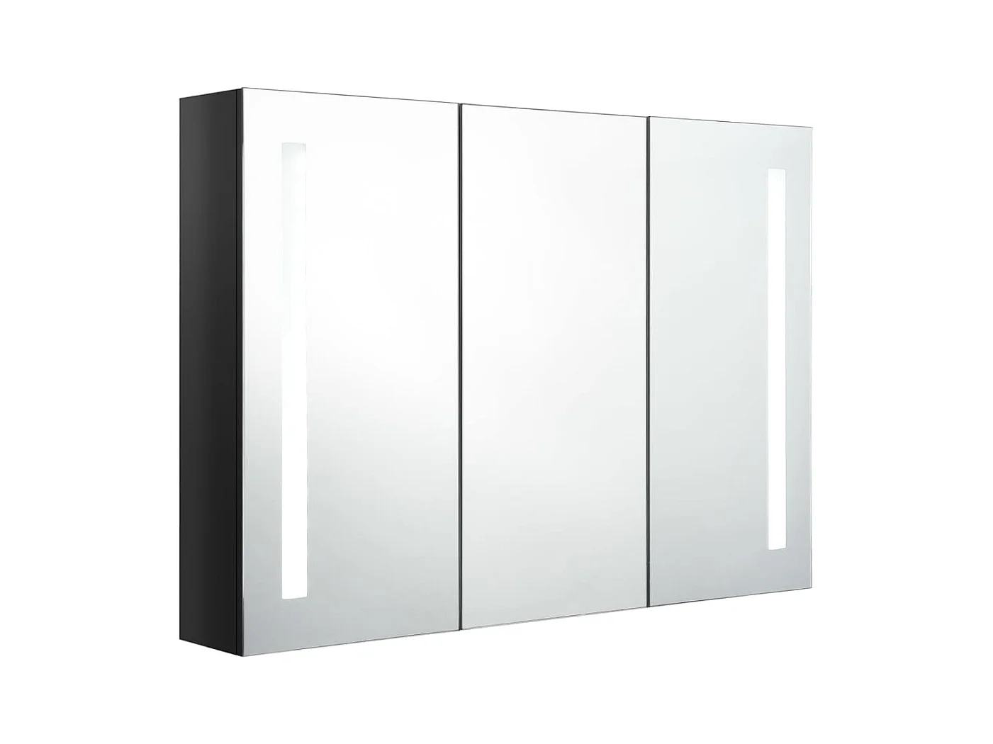 Armoire de salle de bain à miroir LED 89x14x62 Noir brillant