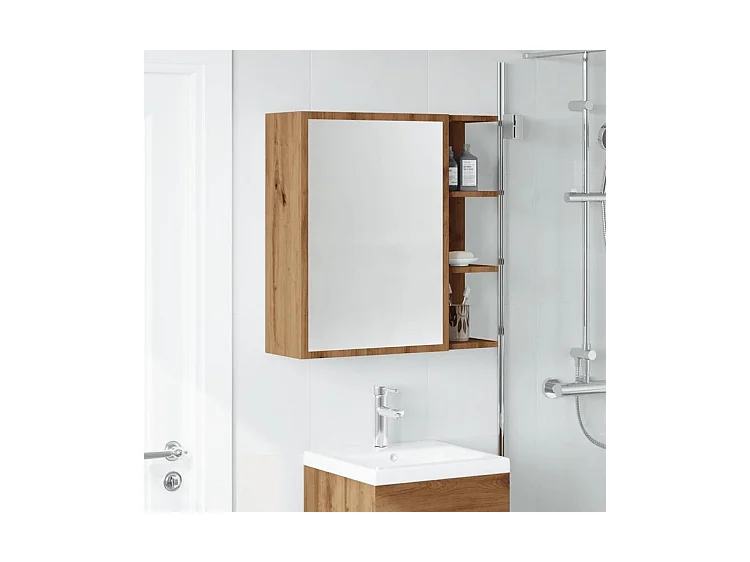Armoire à miroir salle de bain chêne artisanal 62,5x20,5x64
