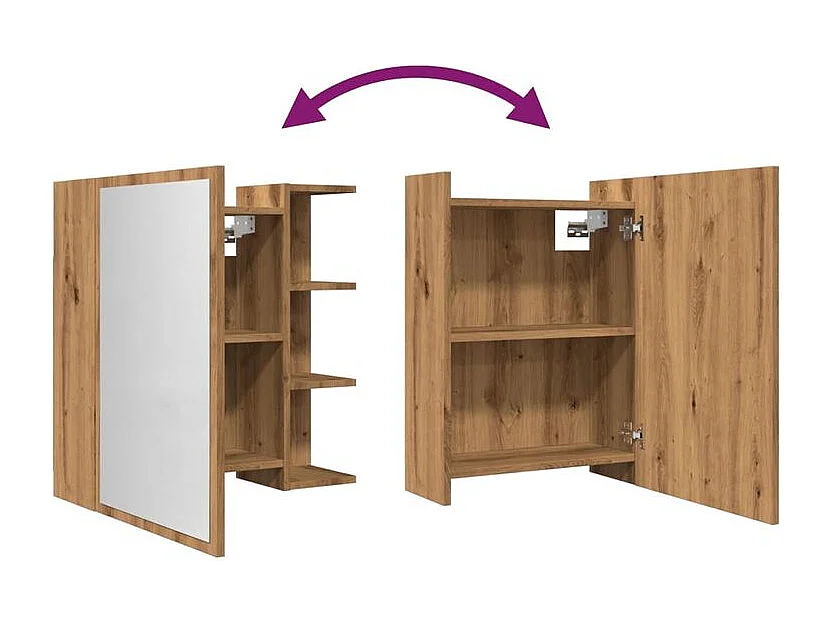 Armoire à miroir salle de bain chêne artisanal 62,5x20,5x64