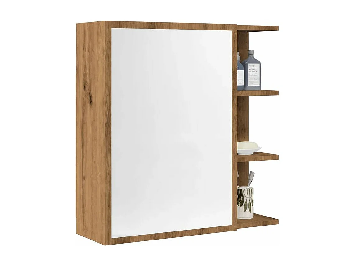 Armoire à miroir salle de bain chêne artisanal 62,5x20,5x64