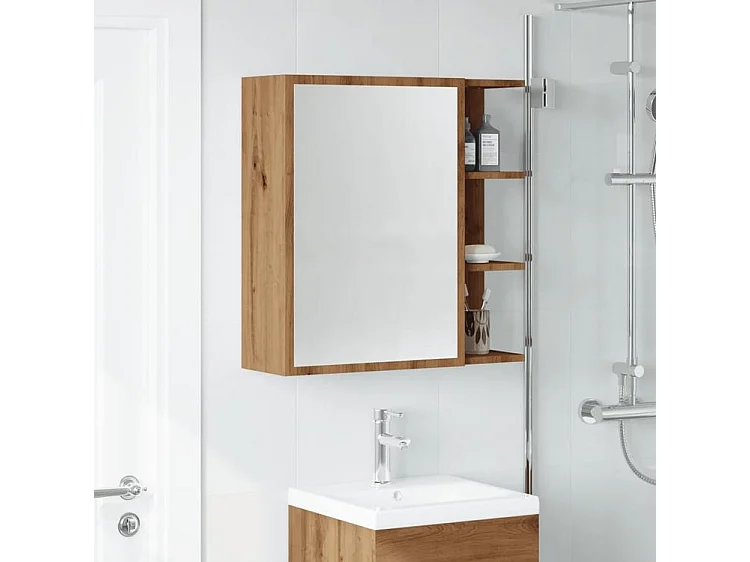 Armoire à miroir salle de bain chêne artisanal 62,5x20,5x64