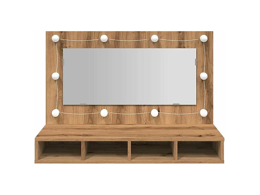 Armoire à miroir avec LED chêne artisanal 90x31,5x62