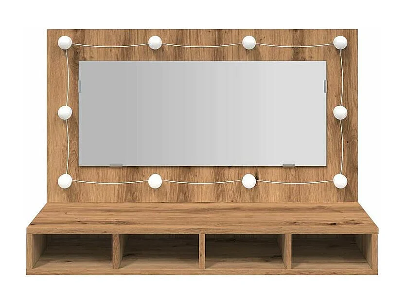 Armoire à miroir avec LED chêne artisanal 90x31,5x62