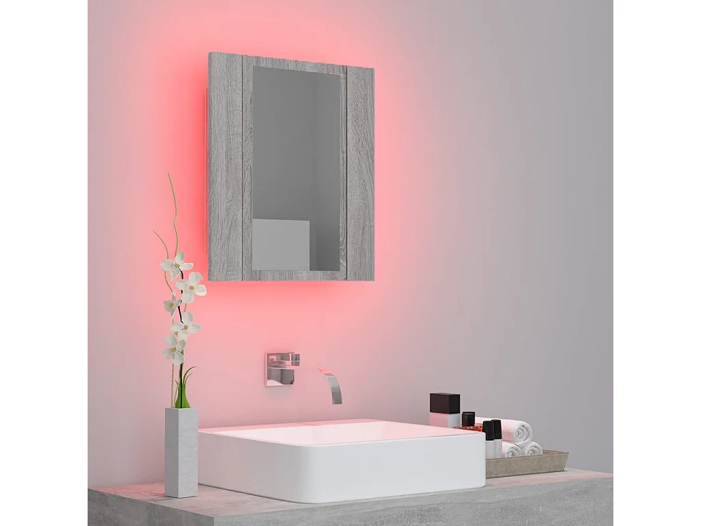 Armoire à miroir LED de salle de bain sonoma gris 40x12x45