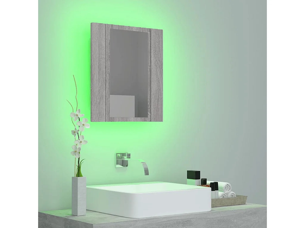 Armoire à miroir LED de salle de bain sonoma gris 40x12x45