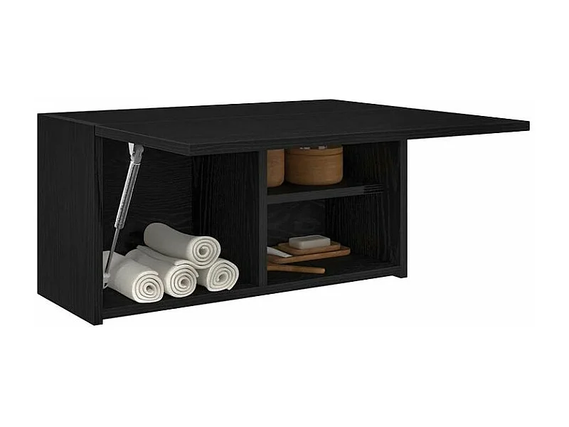 Armoire murale de bain noir 60x25x30 bois d'ingénierie