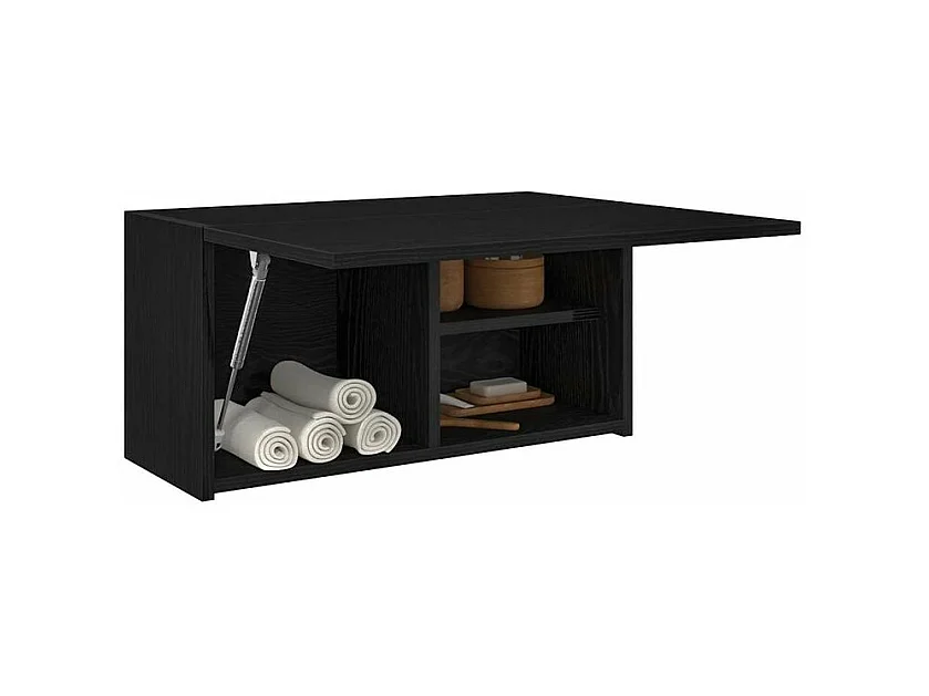 Armoire murale de bain noir 60x25x30 bois d'ingénierie