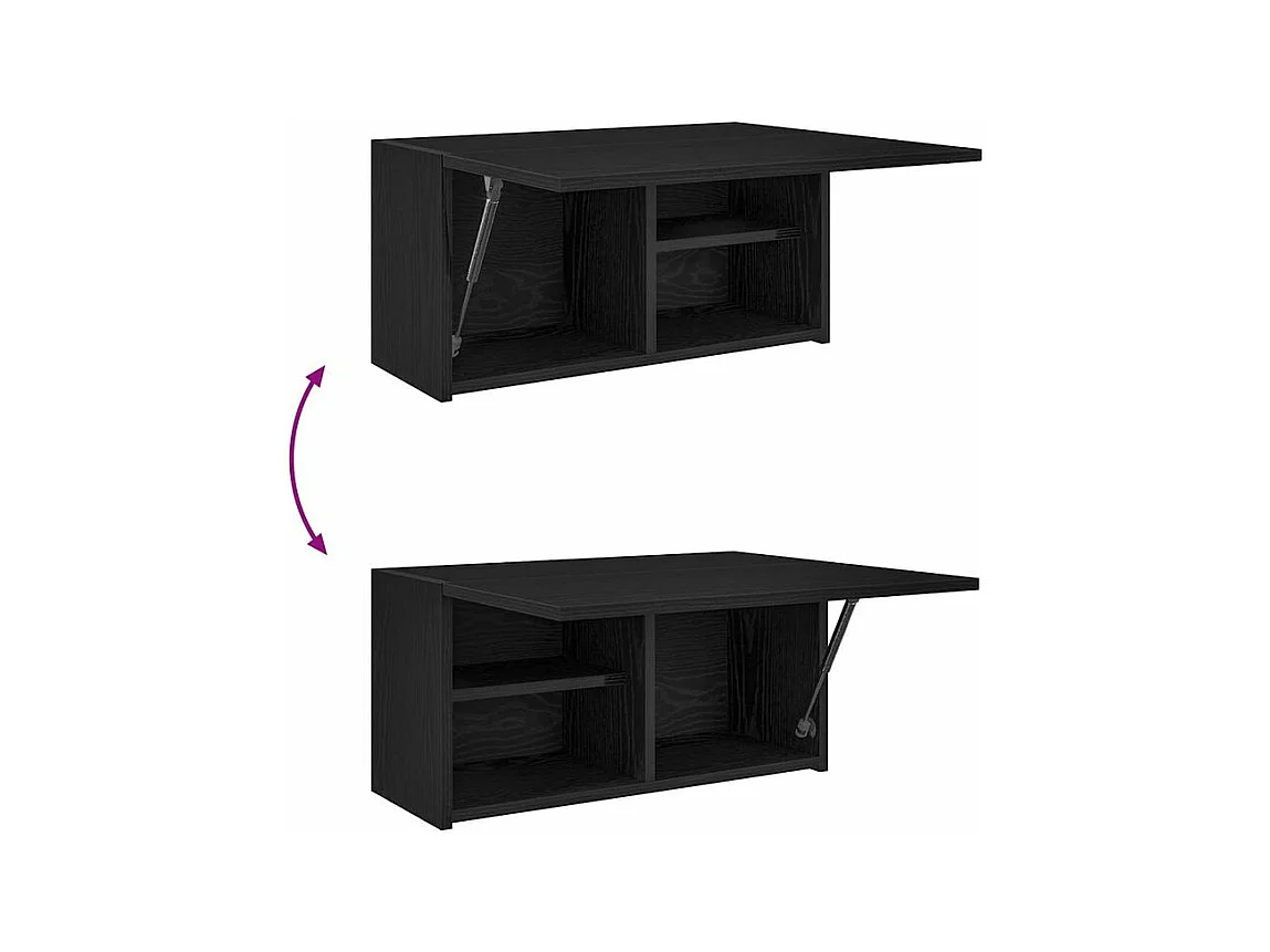 Armoire murale de bain noir 60x25x30 bois d'ingénierie