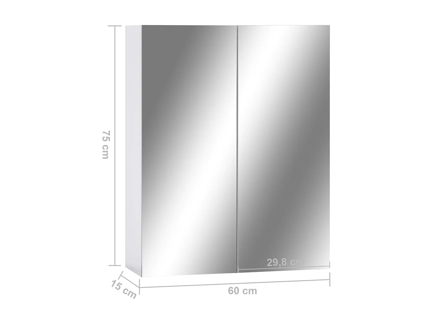 Armoire à miroir de salle de bain Blanc 60x15x75 MDF