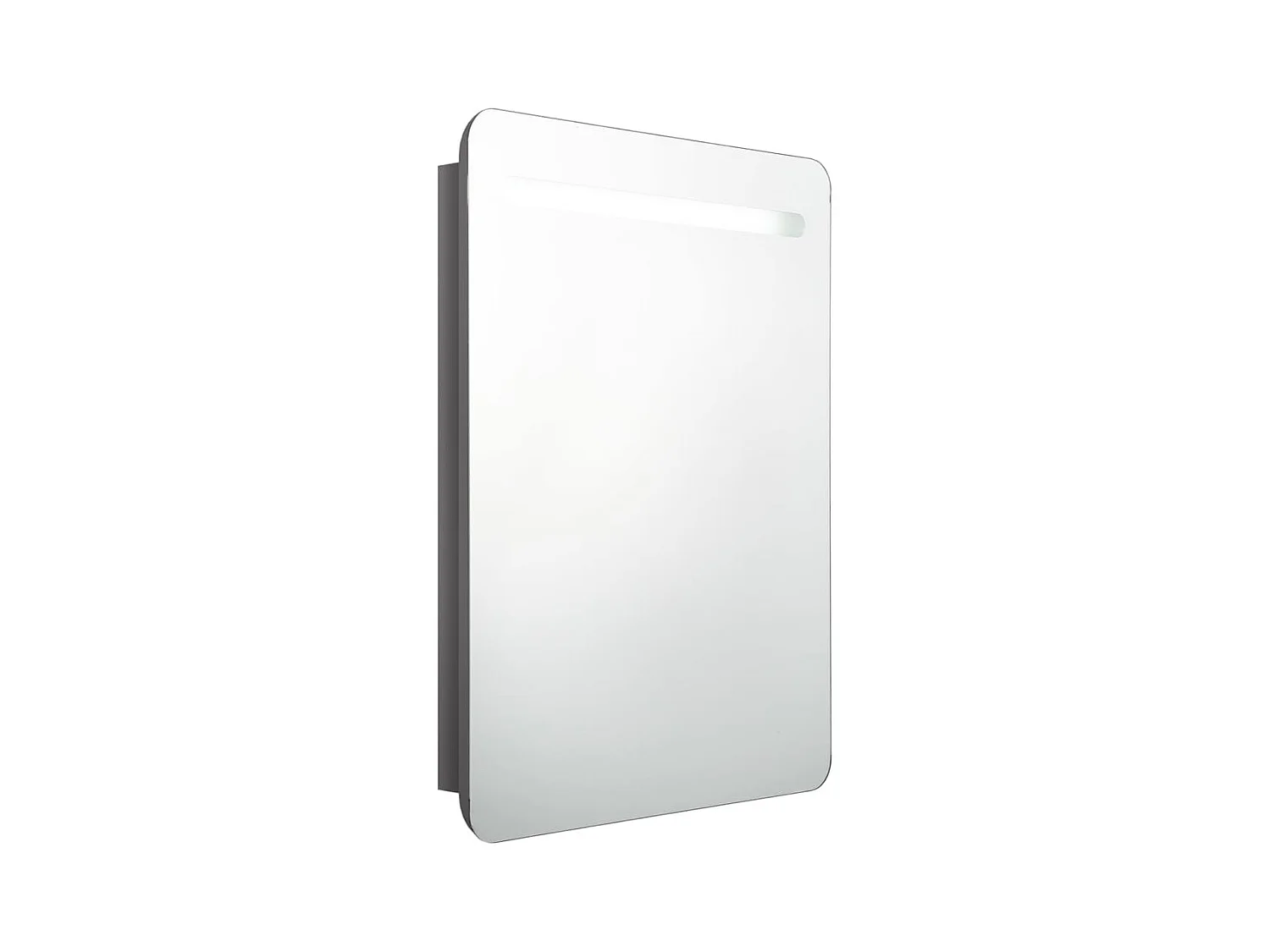 Armoire de salle de bain à miroir LED Gris brillant 60x11x80