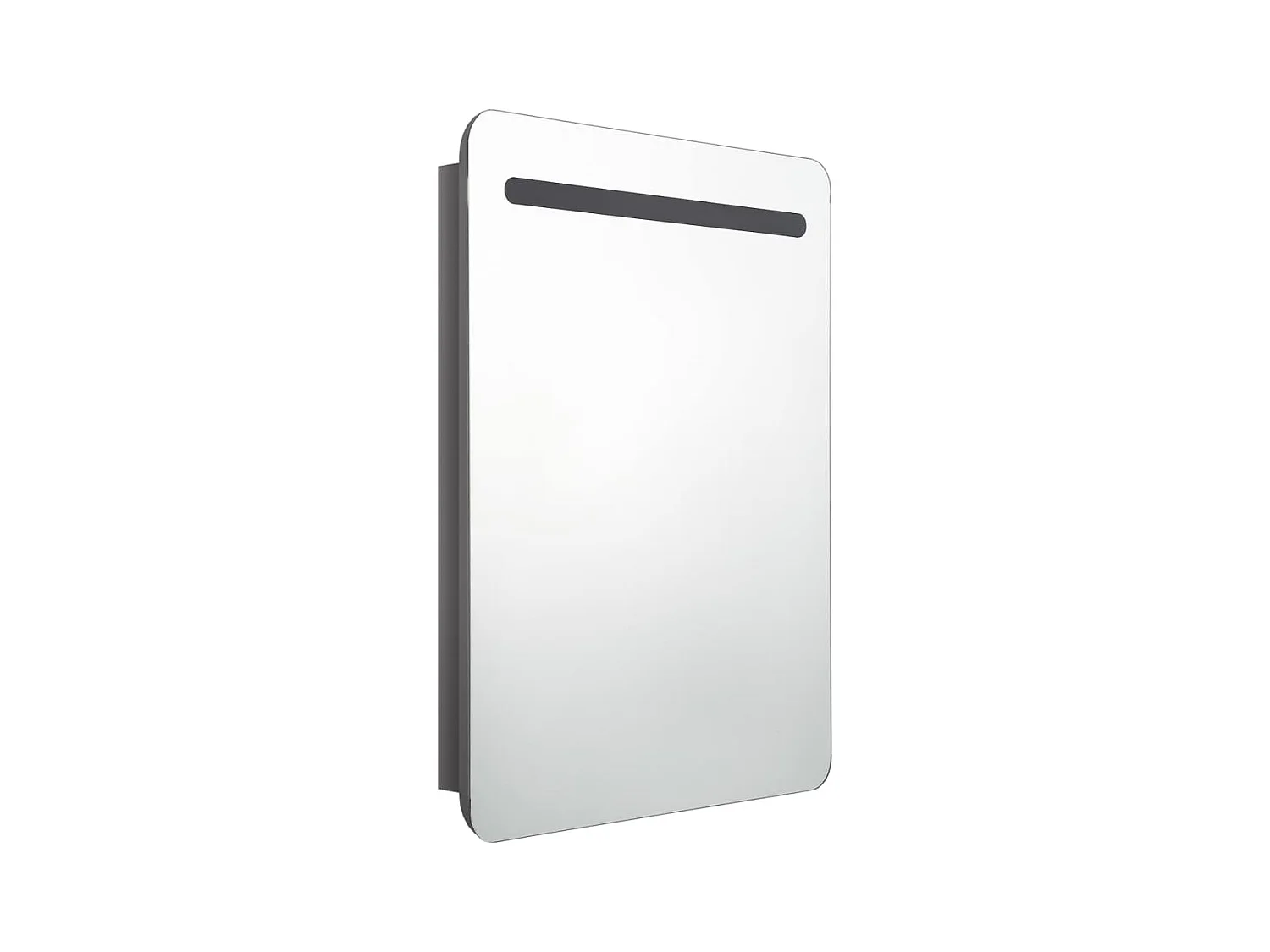 Armoire de salle de bain à miroir LED Gris brillant 60x11x80
