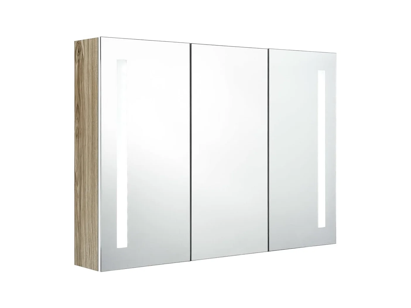 Armoire de salle de bain à miroir LED 89x14x62 Blanc et chêne