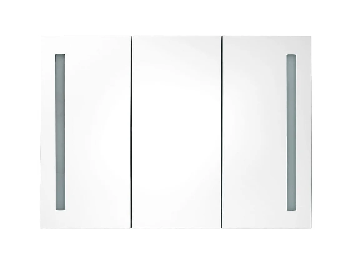 Armoire de salle de bain à miroir LED 89x14x62 Blanc et chêne
