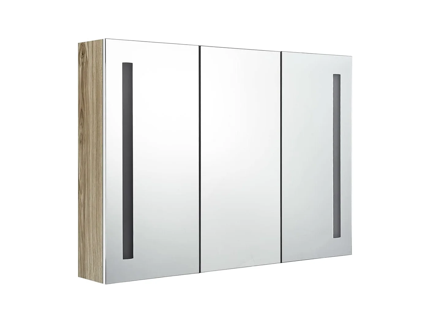 Armoire de salle de bain à miroir LED 89x14x62 Blanc et chêne