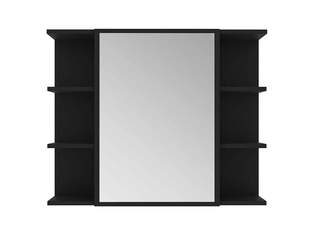 Armoire à miroir de salle de bain Noir 80x20,5x64