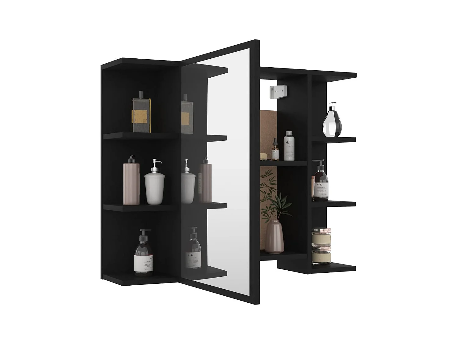 Armoire à miroir de salle de bain Noir 80x20,5x64