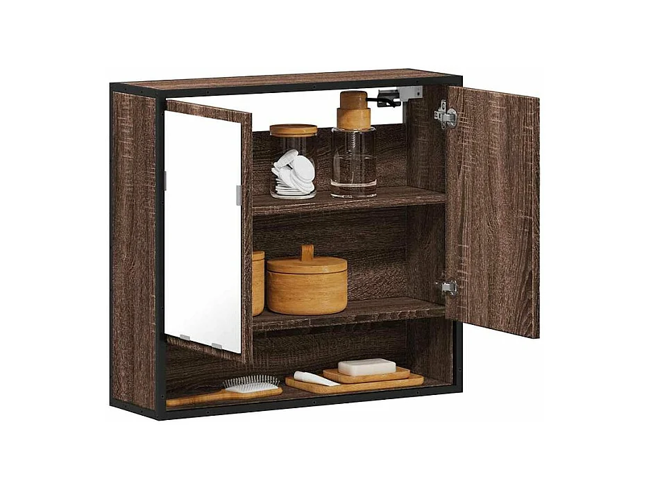 Armoire à miroir de salle de bain chêne marron bois ingénierie