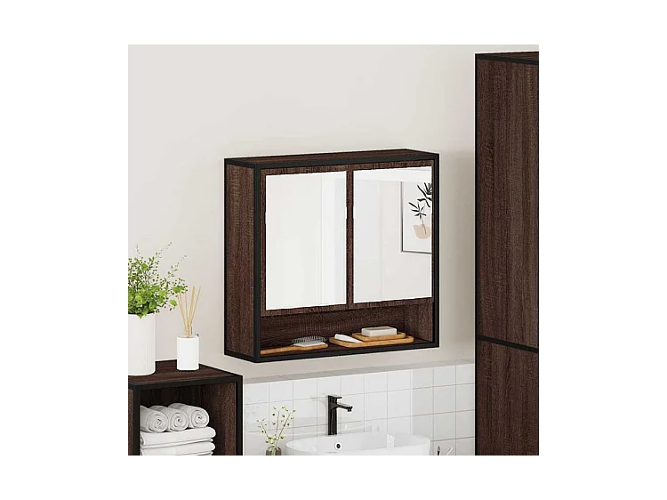 Armoire à miroir de salle de bain chêne marron bois ingénierie