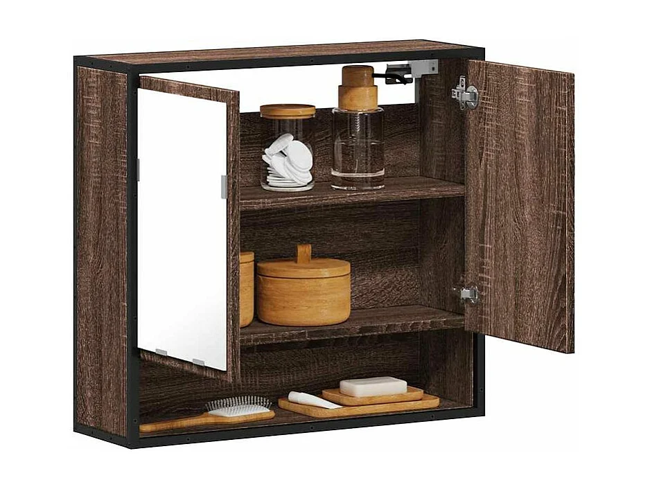Armoire à miroir de salle de bain chêne marron bois ingénierie